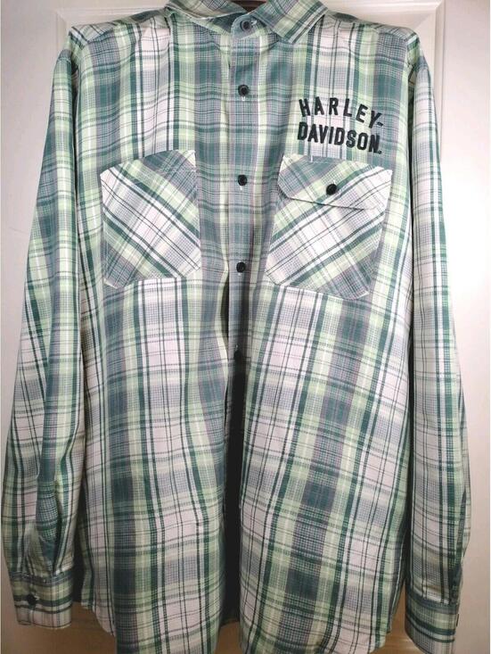 Other - Harley-Davidson Men's XL Plaid Button-Down Shirt - Green/Grey Ripstop